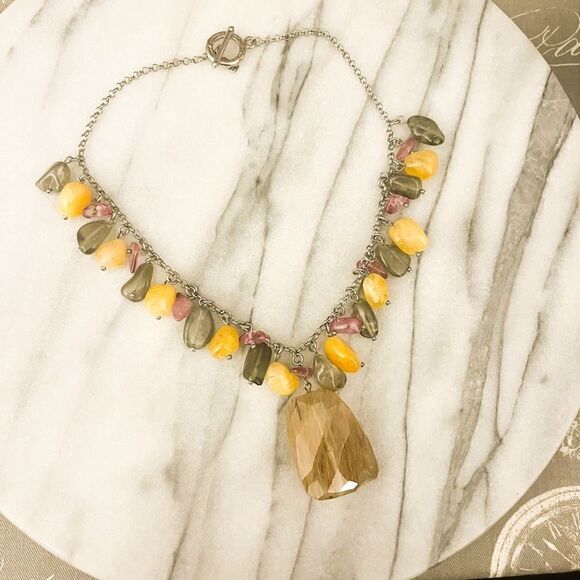 Kenneth Lane Necklace Quartz Semi Precious Stone Beaded Toggle Clasp - Picture 1 of 4